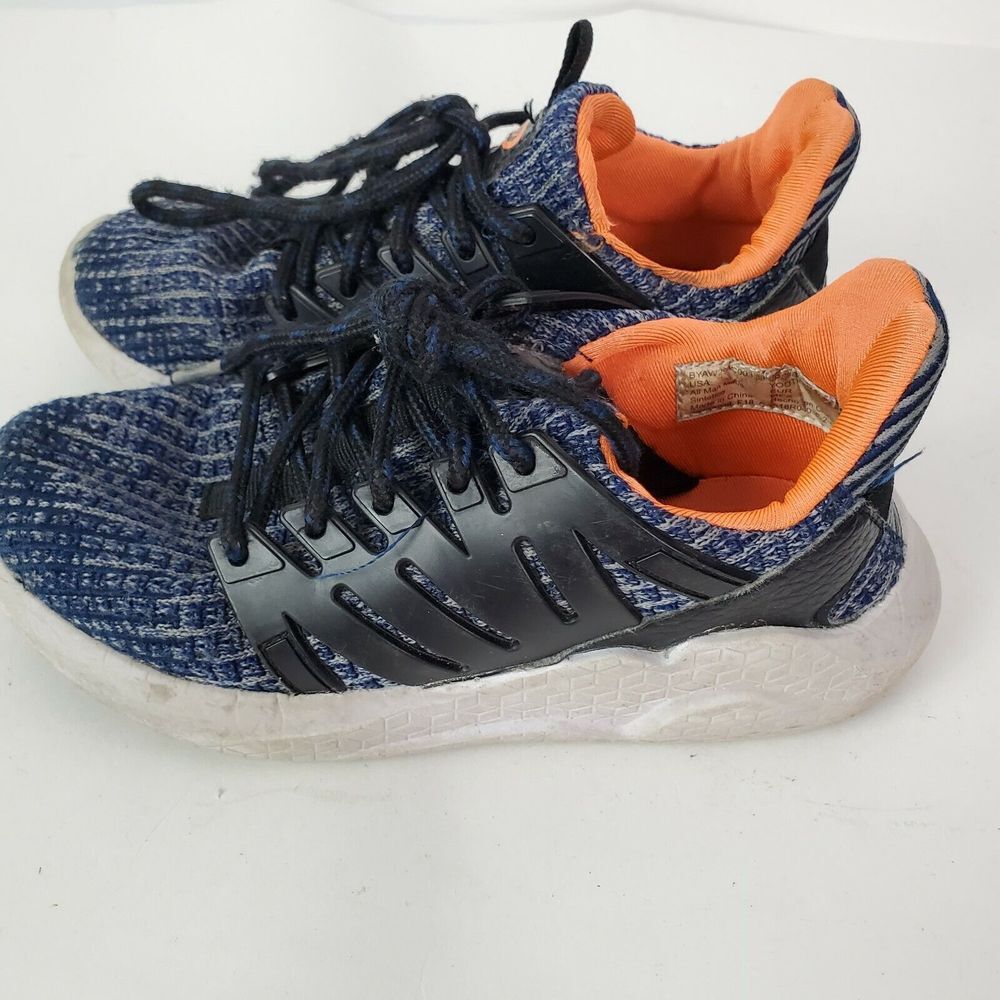 Boys Lace-Up Sneakers Orange Blue Youth Size 13